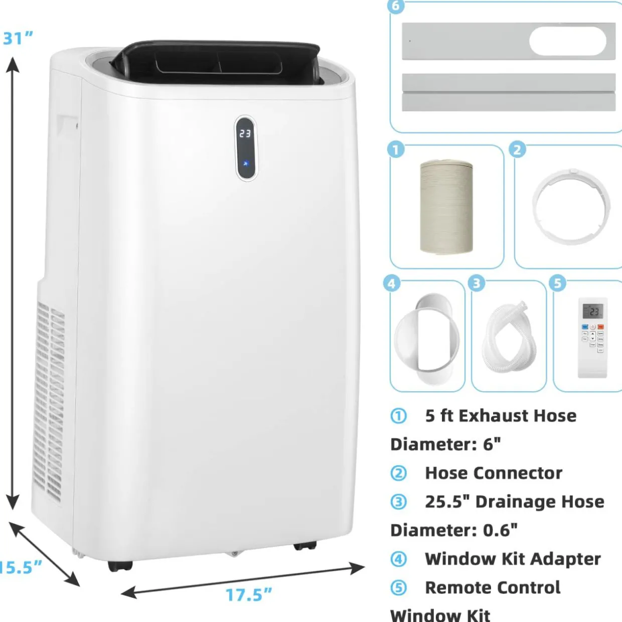Portable Air Conditioners, 12000 BTU 4 in 1 AC Unit with Cool, Fan, Heat & Dehumidifier