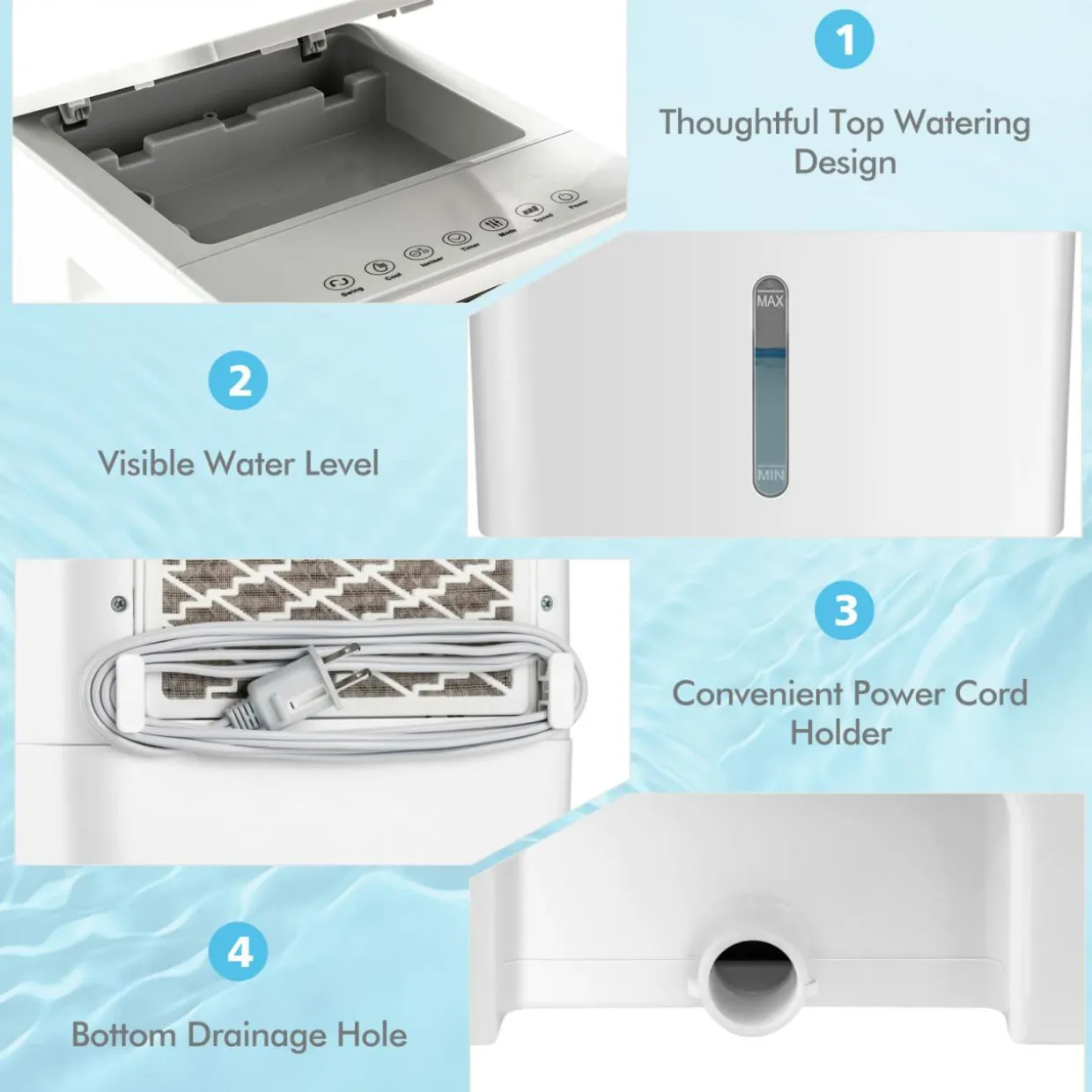 Portable Evaporative Air Cooler, 3 in 1 Swamp Cooler with Remote Control