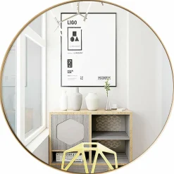 Round Wall Hanging Mirror, 27.5 Inch Bathroom Round Mirror