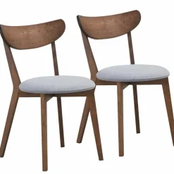 Set of 2 Dining Chairs, Mid-Century Dining Side Chairs with Curved Back and Cushioned Seat