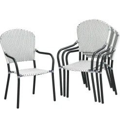 Set of 4 Stackable Outdoor Patio Wicker Chairs