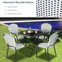 Set of 4 Stackable Outdoor Patio Wicker Chairs