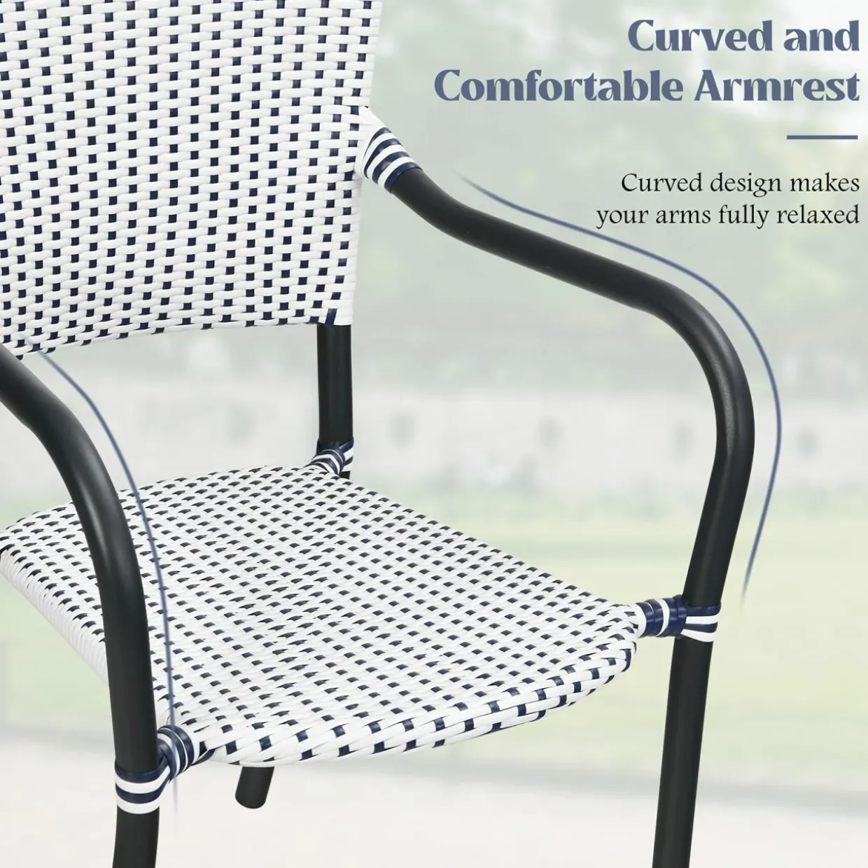 Set of 4 Stackable Outdoor Patio Wicker Chairs