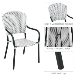 Set of 4 Stackable Outdoor Patio Wicker Chairs
