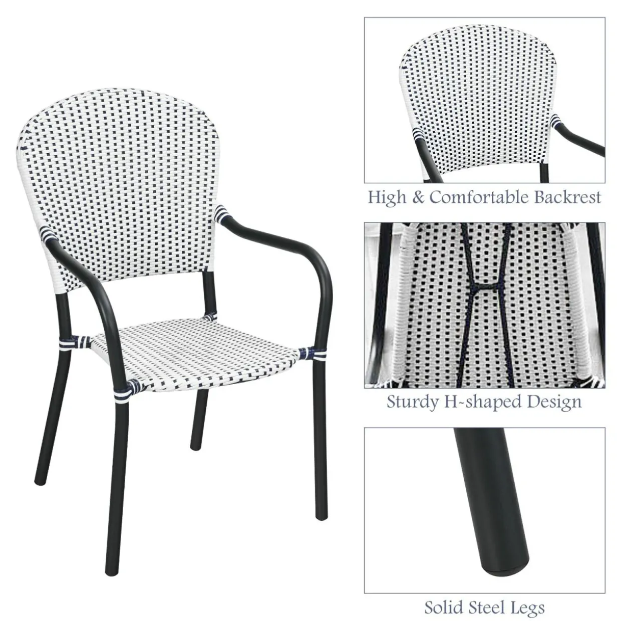 Set of 4 Stackable Outdoor Patio Wicker Chairs