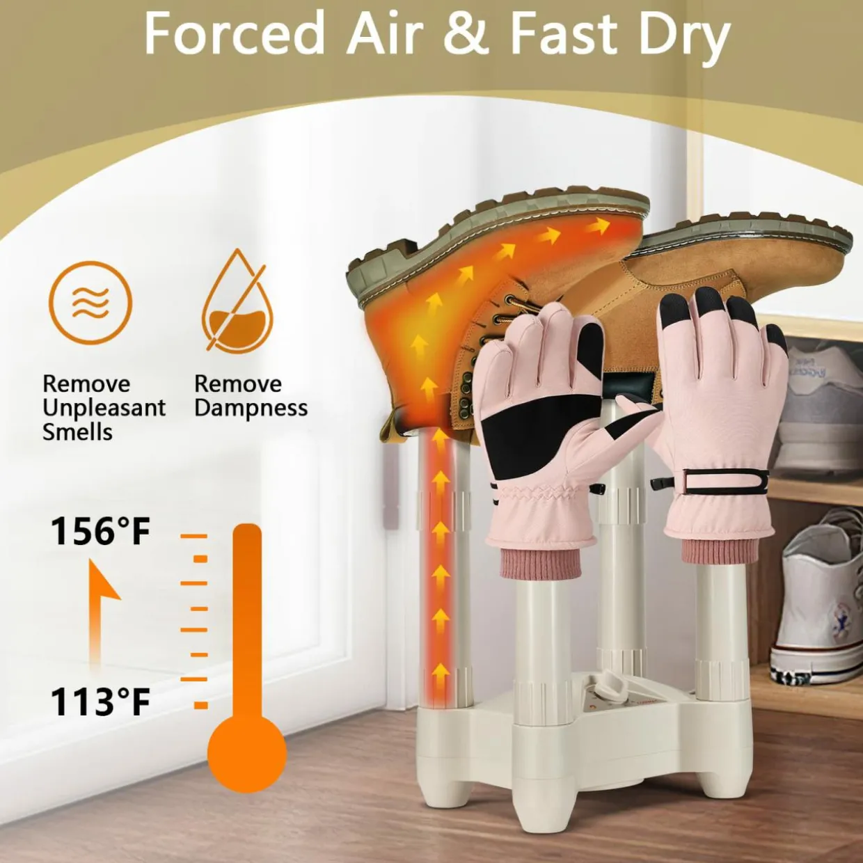 Shoe Dryer, Boot Dryers and Warmer with 0-180 Mins Timer, Overheat Protection