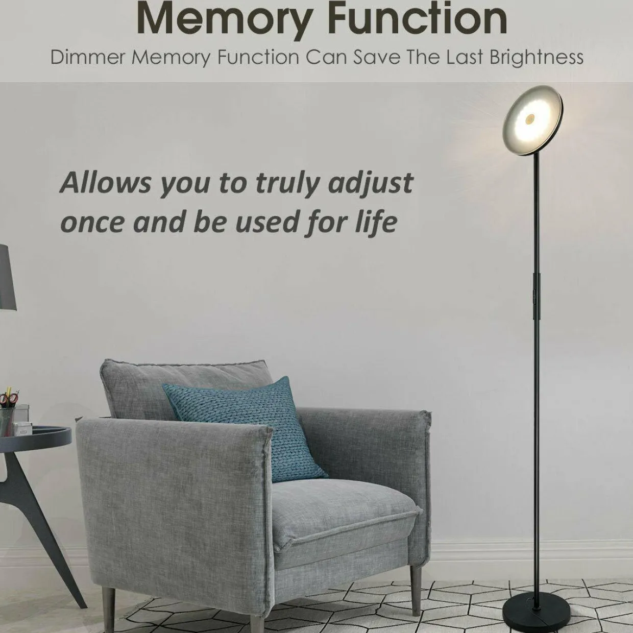Sky LED Torchiere Floor Lamp, Dimmable Standing Light with 3 Light Options