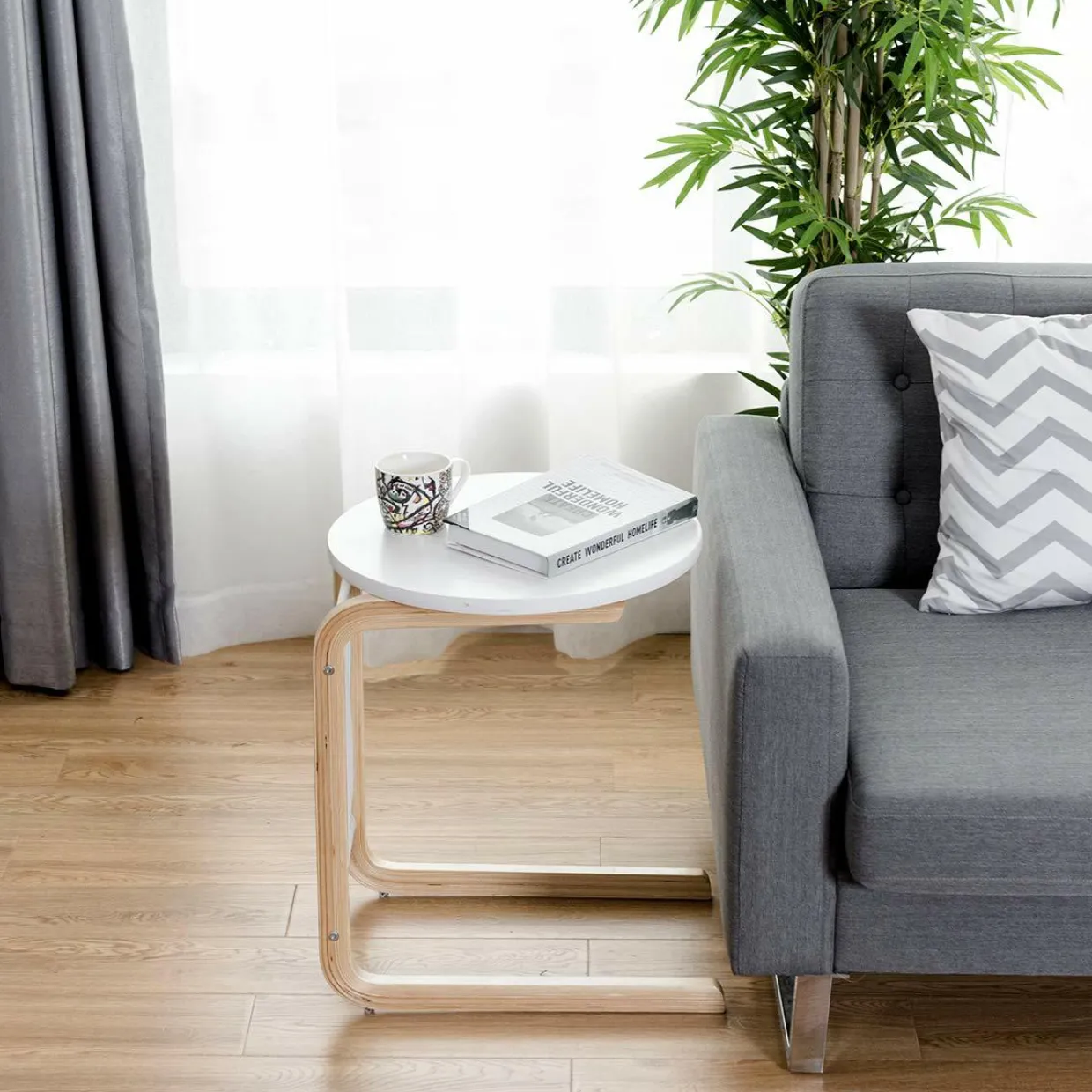 Sofa Side Table, Snack/End/Couch/Console Tab with Square Tabletop