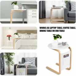 Sofa Side Table, Snack/End/Couch/Console Tab with Square Tabletop