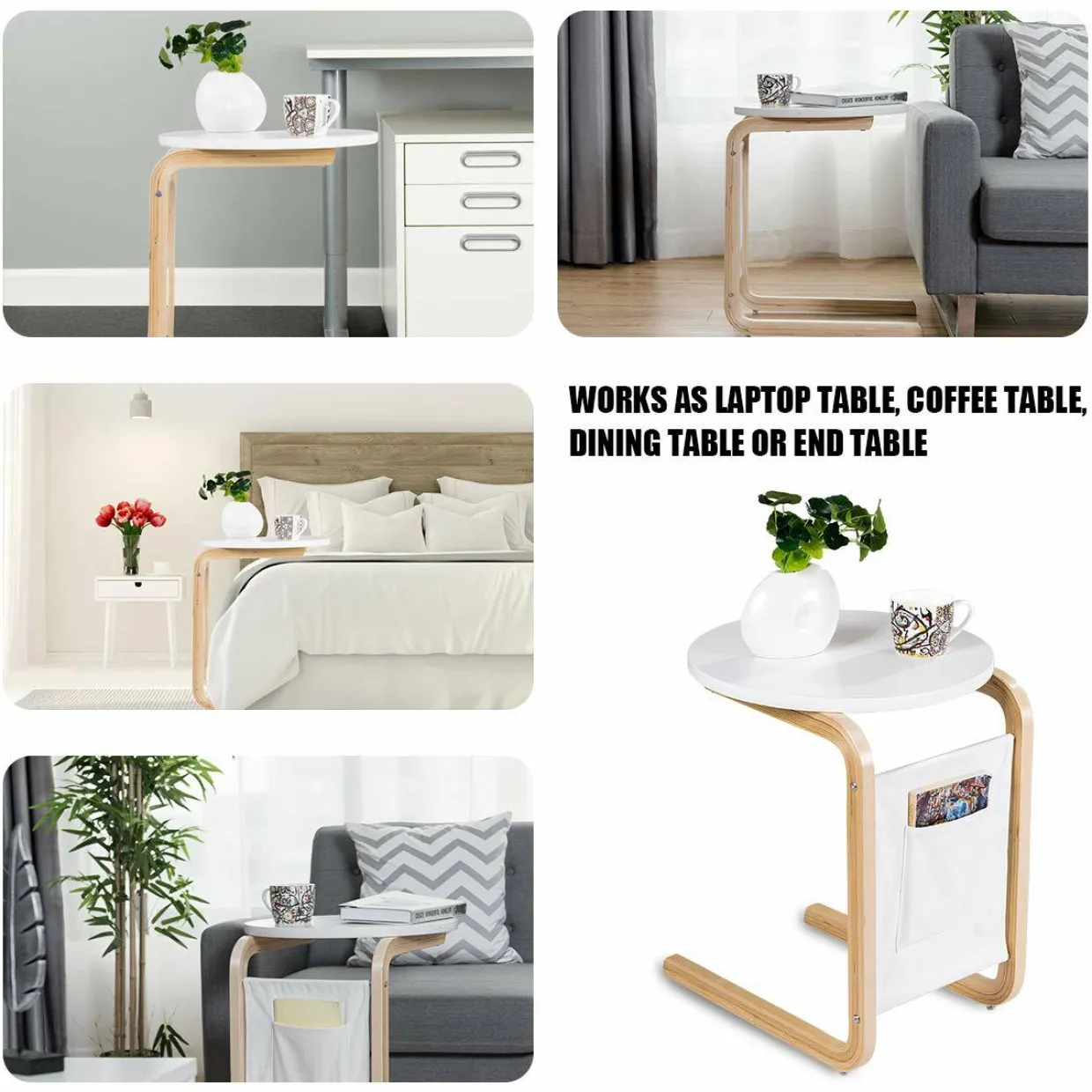 Sofa Side Table, Snack/End/Couch/Console Tab with Square Tabletop