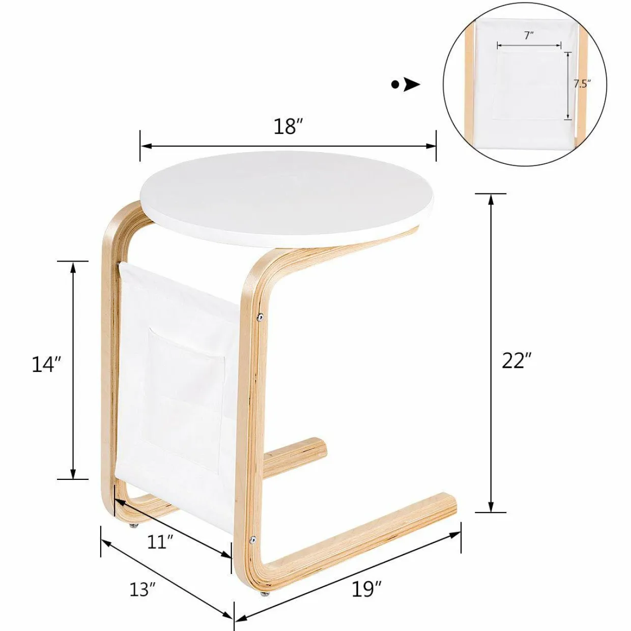 Sofa Side Table, Snack/End/Couch/Console Tab with Square Tabletop