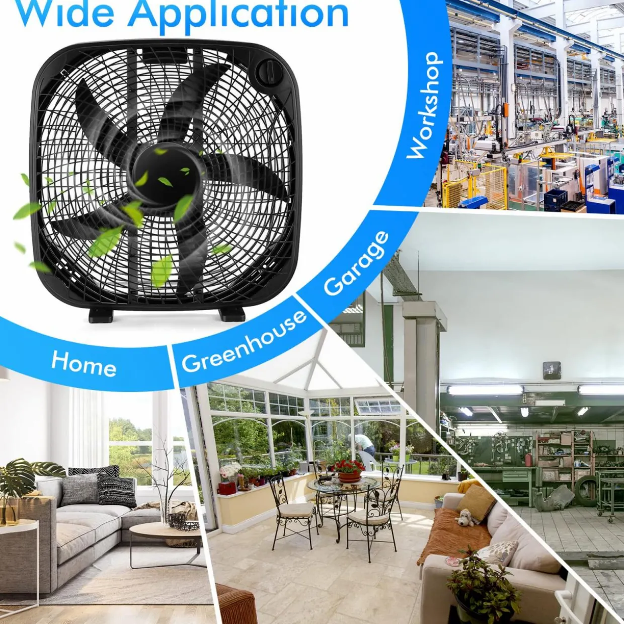 3-Speed Box Fan, 20 inch Floor Fan for Full-Force Circulation with Air Conditioner
