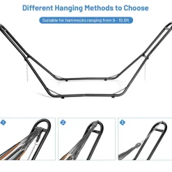 Steel Hammock Stand, Hanging 9-13 Ft Hammock, 2 Person Indoor Outdoor Hammock Stand Only