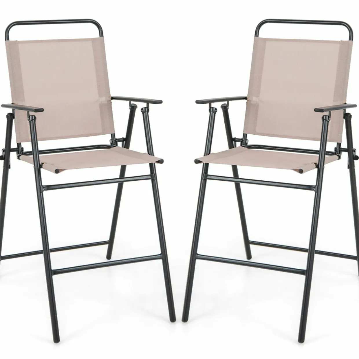 TAGNKULA Outdoor Folding Bar Stool Set of 2/4, Patio Dining Chairs, Outdoor Bar-Height Stools w/Armrests
