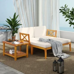 Tangakula 5 Pieces Patio Lounge Chair Set w/Ottomans, Modular Outdoor Lounge Sofa Set for Lawn, Backyard, Poolside (Off White)