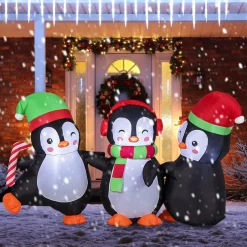 Tangkual Christmas Inflatable Penguins Family,Blow up Xmas Decoration for Living Room
