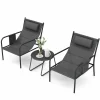 Tangkukla 3 Piece Outdoor Bistro Set, Patio Metal Chair & Coffee Table Set
