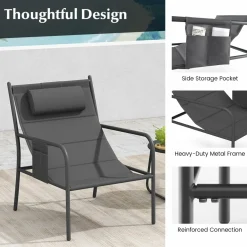 Tangkukla 3 Piece Outdoor Bistro Set, Patio Metal Chair & Coffee Table Set