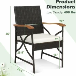 Tangkula 5 /7 PCS Patio Rattan Dining Set, Outdoor Wicker Chair & Dining Table Set