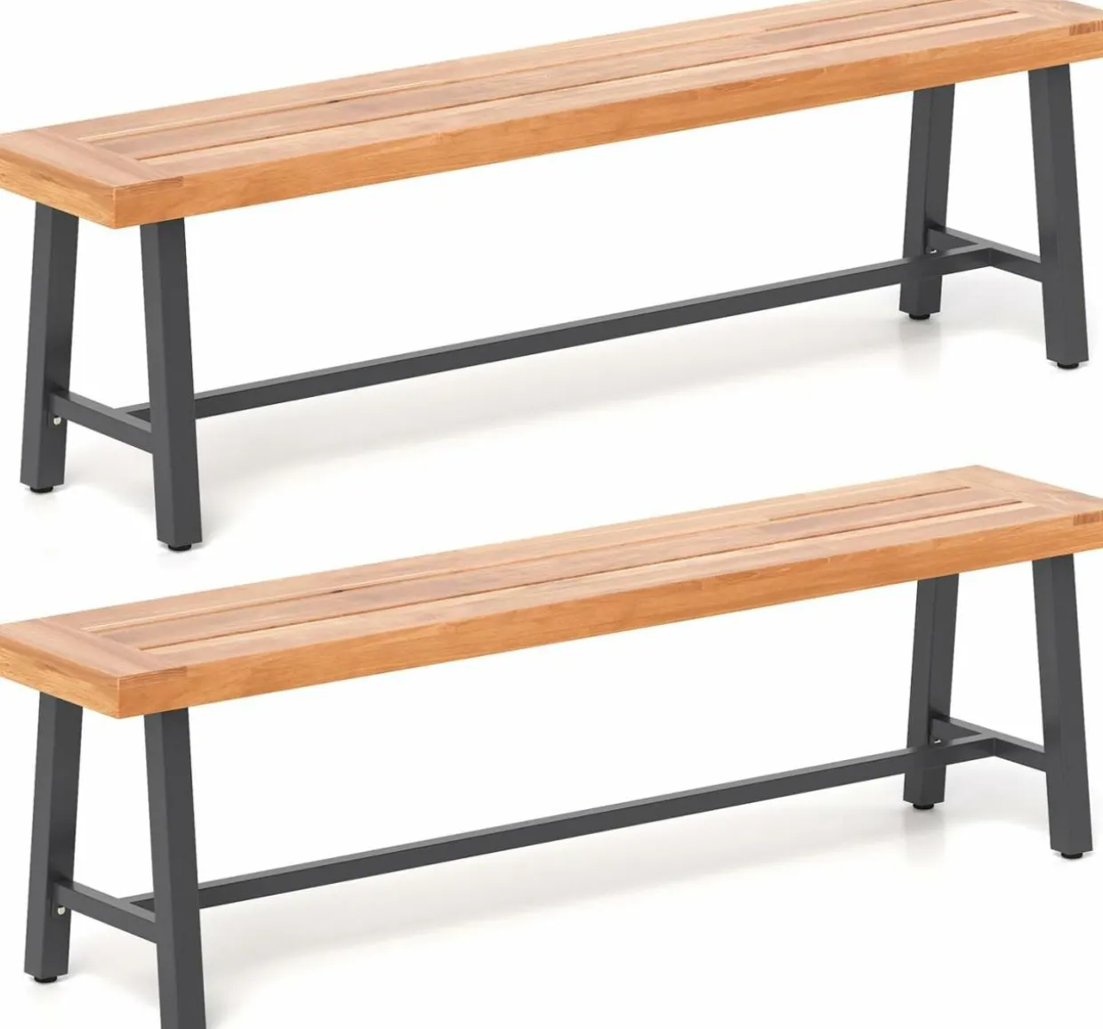 Tangkula 63" Acacia Wood Outdoor Bench, 3-Person Patio Bench with 800 lbs Weight Capacity