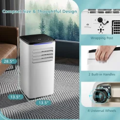 Tangkula 8000 BTU Portable Air Conditioner, 3 in 1 AC Cooling Unit with Remote Control