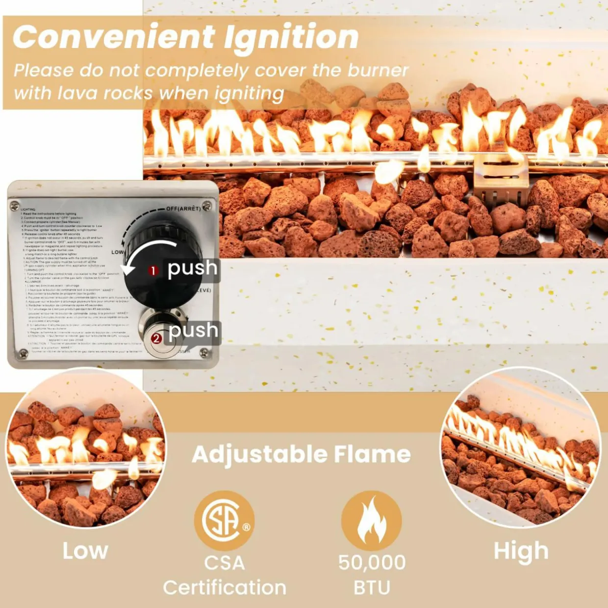 Tangkula 50,000 BTU Propane Fire Pit Table Set, 42