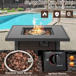 Tangkula 50,000 BTU Propane Fire Pit Table