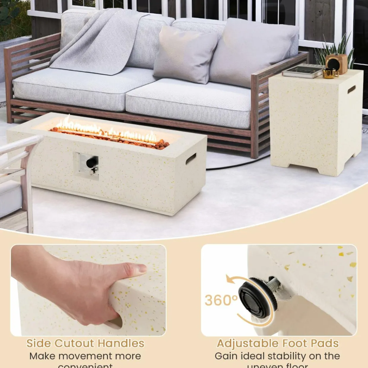 Tangkula 50,000 BTU Propane Fire Pit Table Set, 42