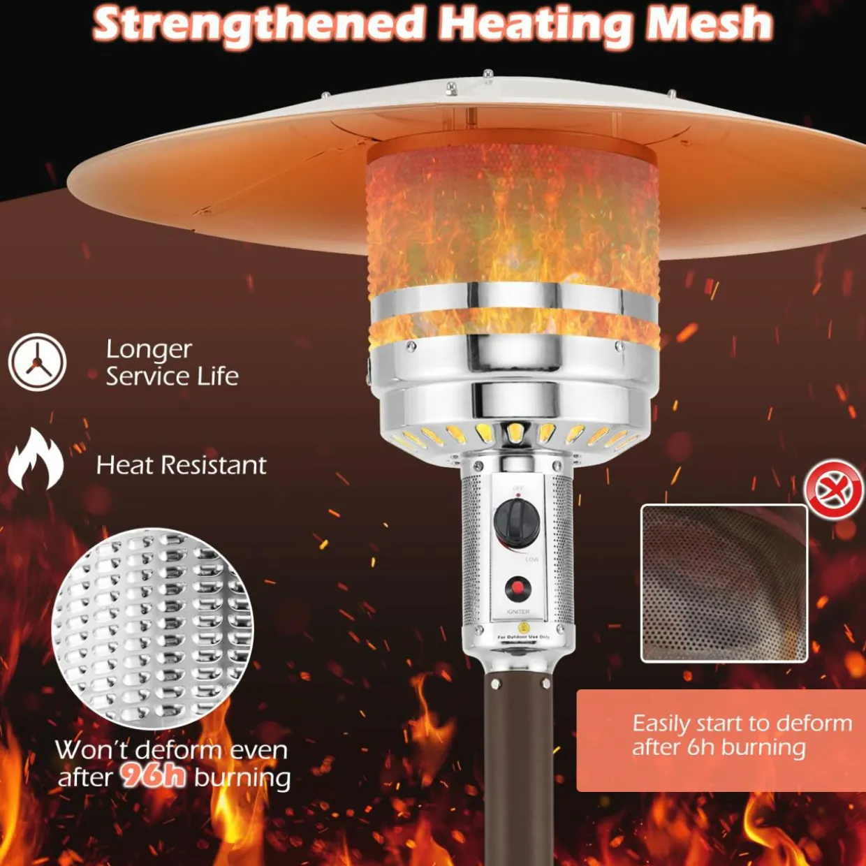 Tangkula 50,000 BTU Propane Outdoor Heater, Patio Heater with Strengthened Stainless Steel Burner