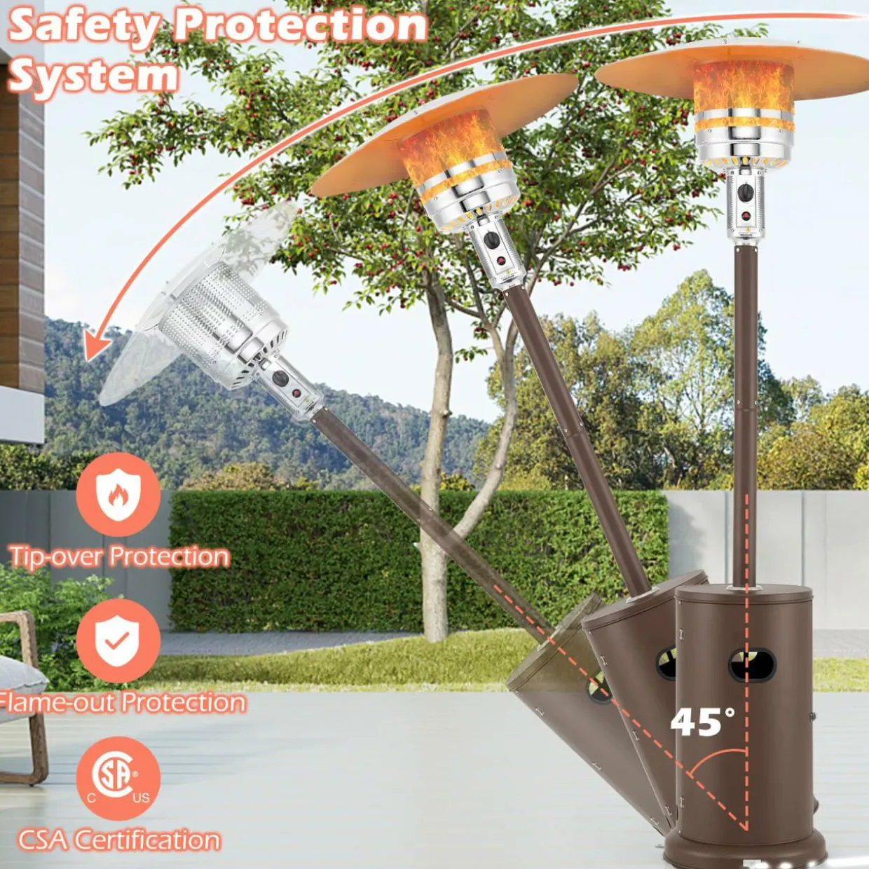 Tangkula 50,000 BTU Propane Outdoor Heater, Patio Heater with Strengthened Stainless Steel Burner