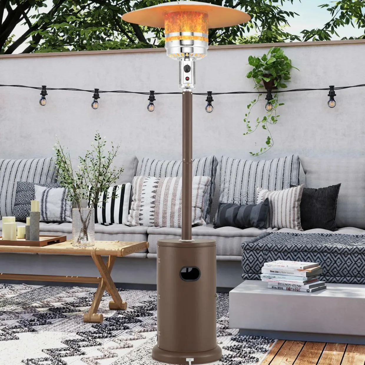 Tangkula 50,000 BTU Propane Outdoor Heater, Patio Heater with Strengthened Stainless Steel Burner