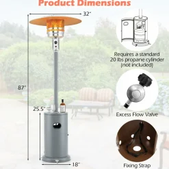 Tangkula 50,000 BTU Propane Outdoor Heater, Patio Heater with Strengthened Stainless Steel Burner