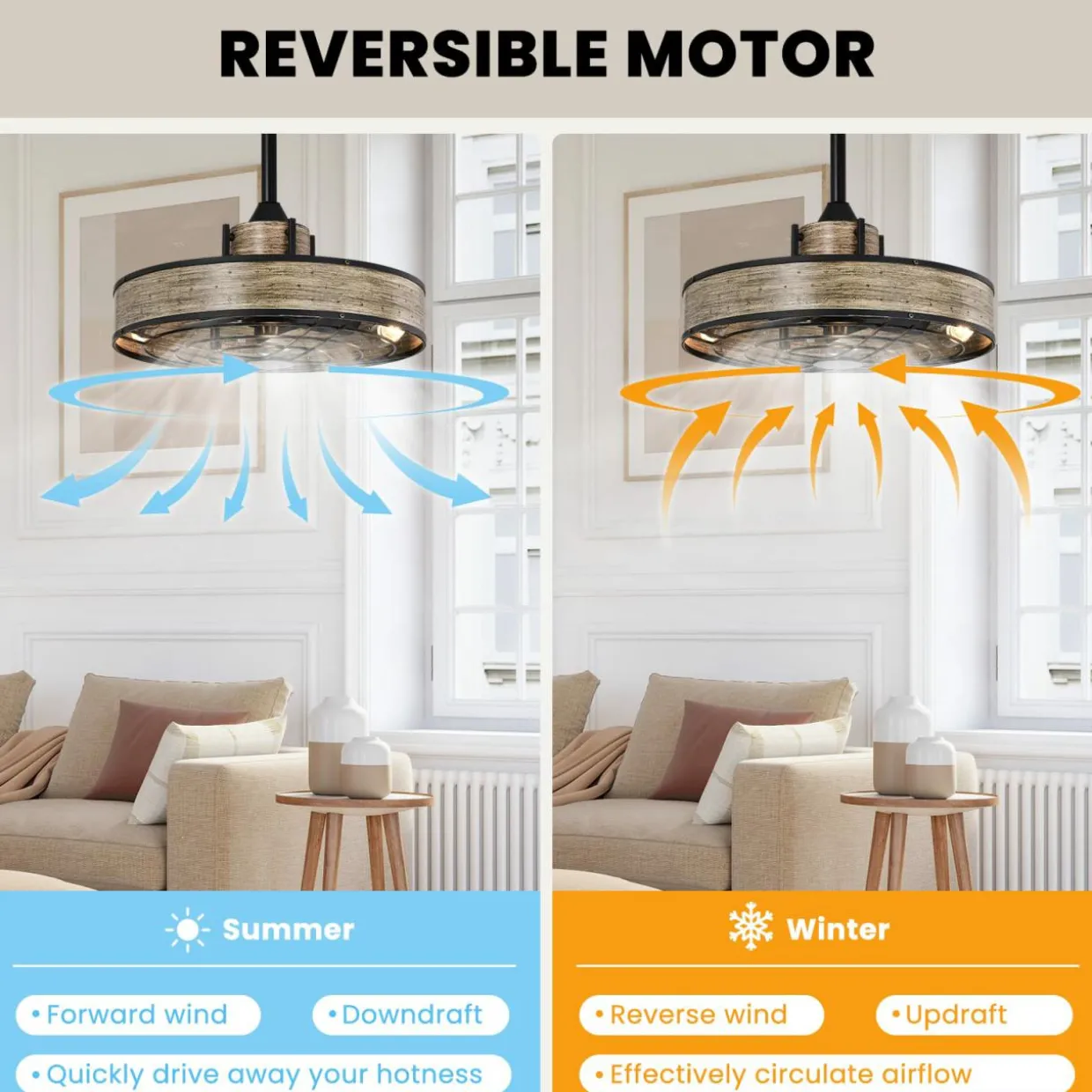 Tangkula 20" Caged Ceiling Fan with Light, Enclosed Ceiling Fan