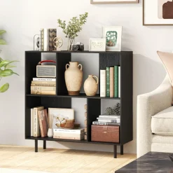 Tangkula 4 Cubby Open Bookcase