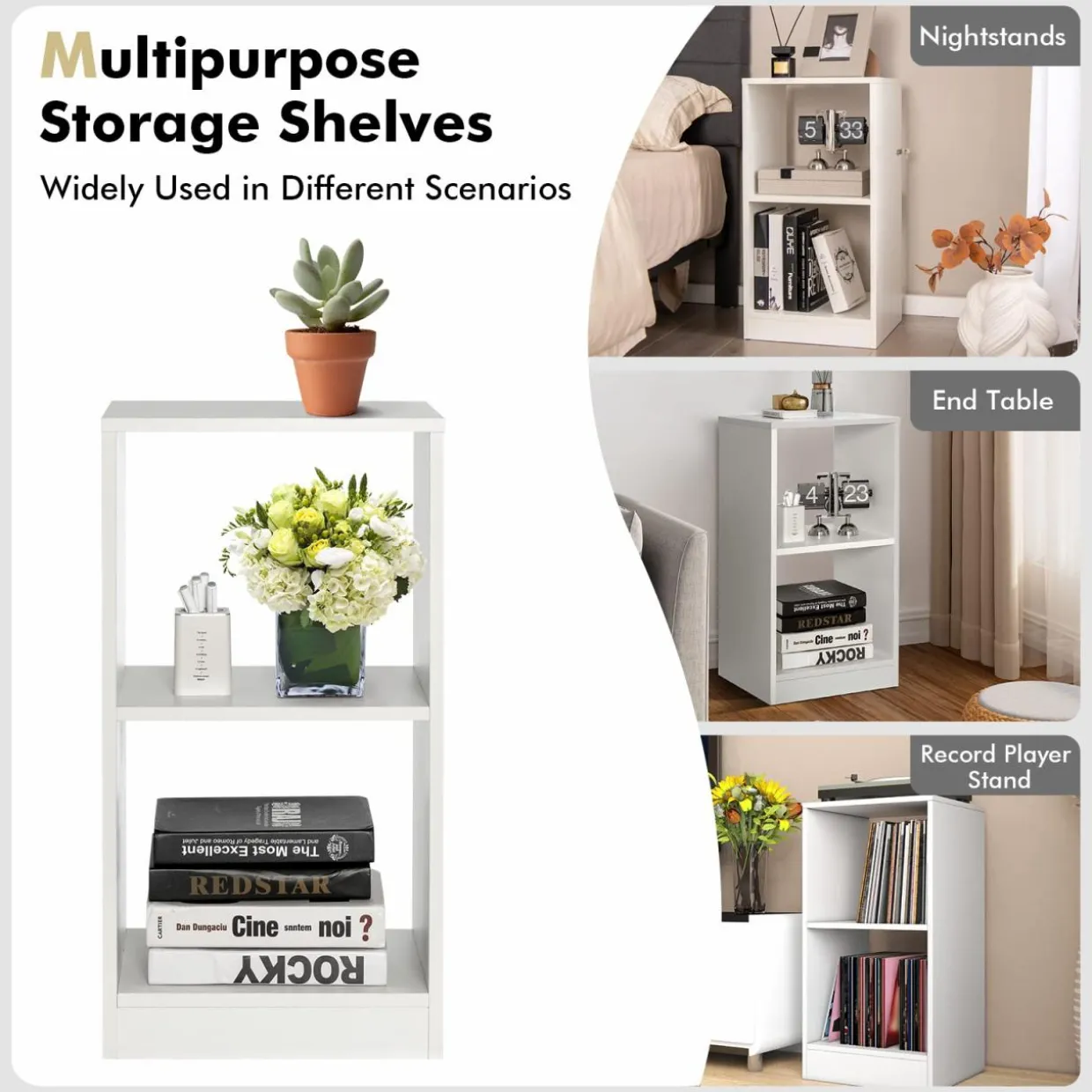 Tangkula 2 Cube Bookcase Set of 2, 2 Shelf Cube Bookshelf with Anti-toppling Device