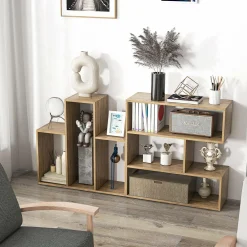 Tangkula 6 Cubes Bookcase, 2-Piece Separable Floor Standing Open Horizontal Bookshelf