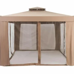 Tangkula 10' door Gazebo Canopy Shelter for Home/Garden/Lawn/Patio House Party (Brown)