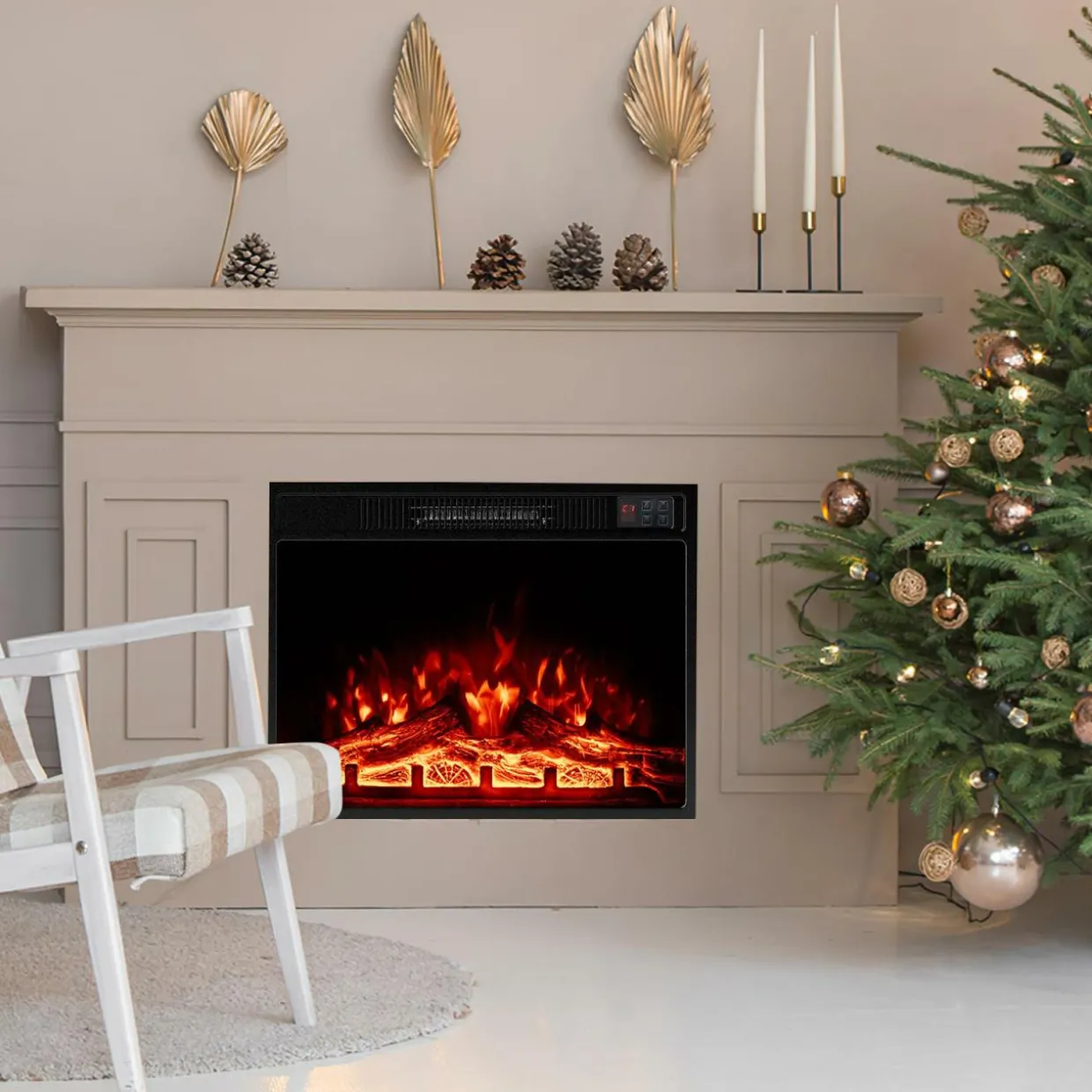 Tangkula 23" Electric Fireplace, 5,000 BTU Fireplace Insert with Remote Control