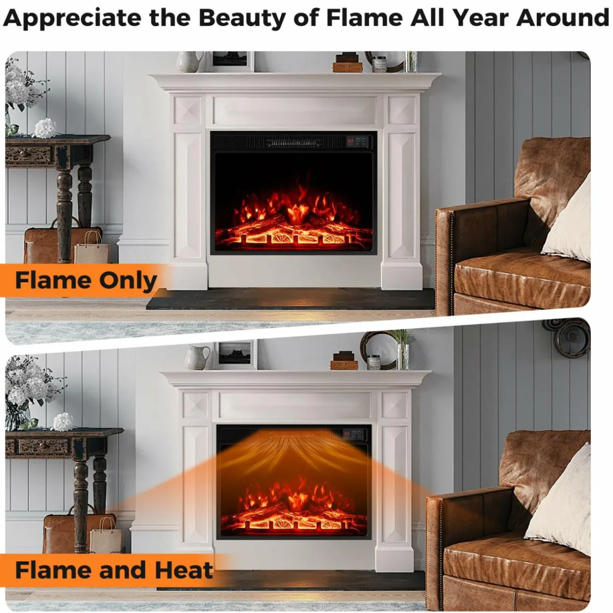 Tangkula 23" Electric Fireplace, 5,000 BTU Fireplace Insert with Remote Control
