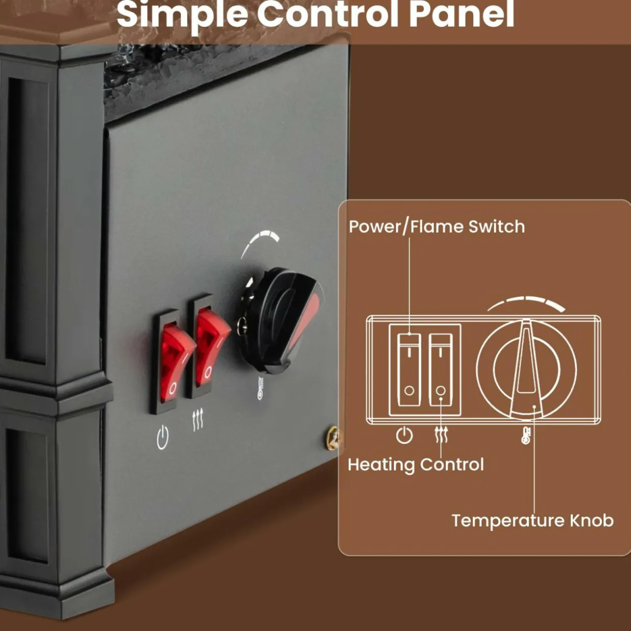 Tangkula 20" Electric Fireplace Log Set Heater with Adjustable Temp