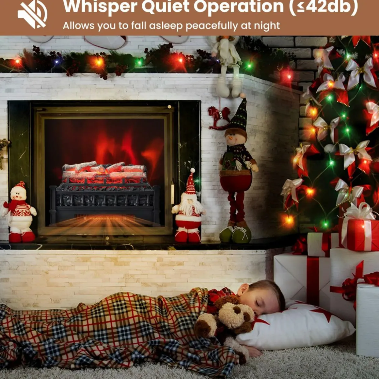 Tangkula 20" Electric Fireplace Log Set Heater with Adjustable Temp