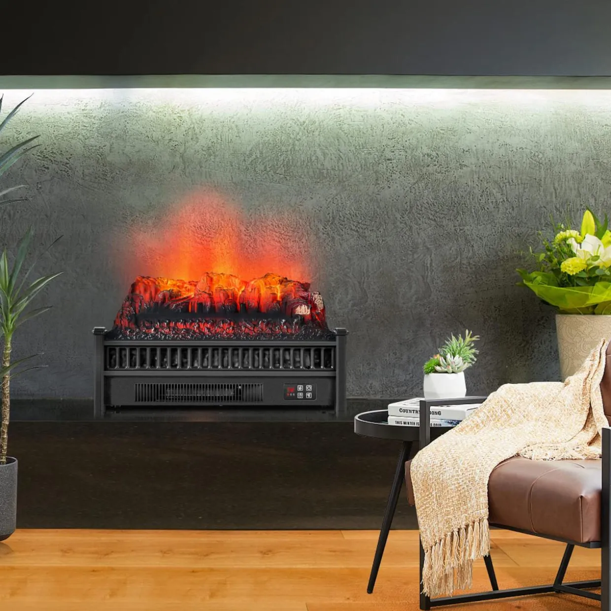 Tangkula 23" Electric Fireplace Log Heater, 1400 W Freestanding Electric Fireplace Stove Insert