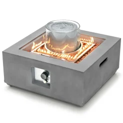 Tangkula 28" Fire Pit Table with Fountain, 50,000 BTU Square Fire Table with Stainless Steel Burner