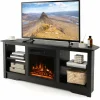 Tangkula 58” Fireplace TV Stand, Home Entertainment Center with 18” 1500W Electric Fireplace
