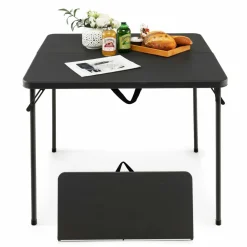 Tangkula 34" Folding Table, Portable Picnic Table with All-Weather HDPE Tabletop, Heavy-Duty Metal Frame