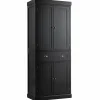 Tangkula 72" Freestanding Kitchen Pantry Cupboard Cabinet, Traditional Elegant Design