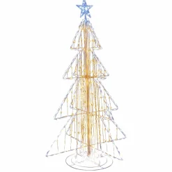 Tangkula 5 FT Animated Lighted Christmas Tree, Light-up Xmas Tree with 252 Warm & 202 Cold LED Lights