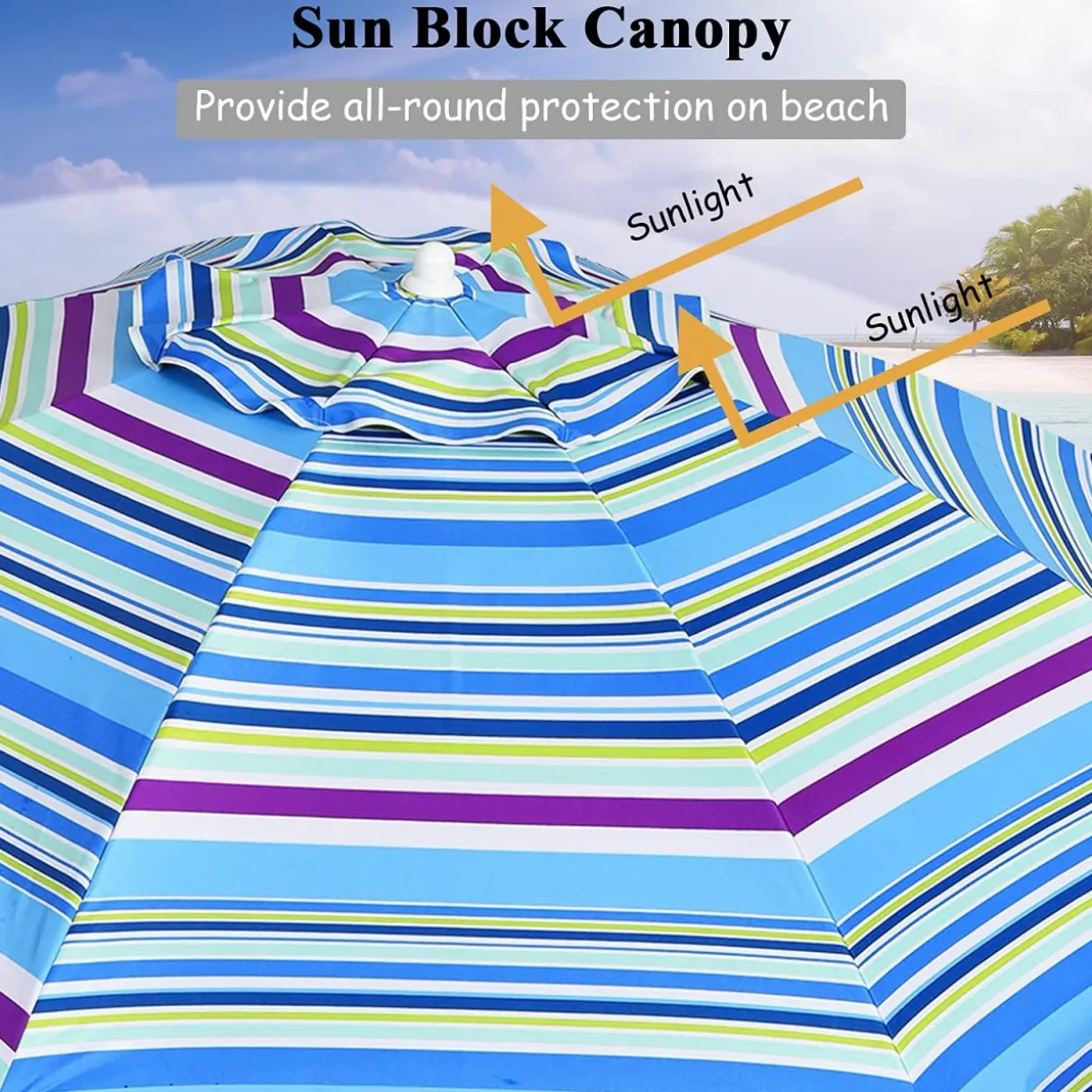 Tangkula 7.2 FT Beach Umbrella, Portable Beach Umbrella W/Sand Anchor & Tilt Mechanism, 8 Sturdy Rib & Premium Steel Pole, Carrying Bag