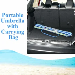 Tangkula 7.2 FT Beach Umbrella, Portable Beach Umbrella W/Sand Anchor & Tilt Mechanism, 8 Sturdy Rib & Premium Steel Pole, Carrying Bag