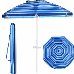 Tangkula 7.2 FT Beach Umbrella, Portable Beach Umbrella W/Sand Anchor & Tilt Mechanism, 8 Sturdy Rib & Premium Steel Pole, Carrying Bag